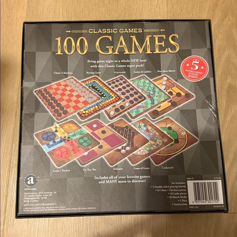 Ambassador Classic Games 100 Games in one Box Brand New Family Fun new in box